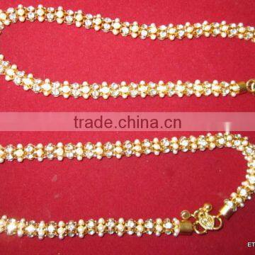 Gold Chain Crystal Payal ANKLETS Pair Feet Bracelet photo-2