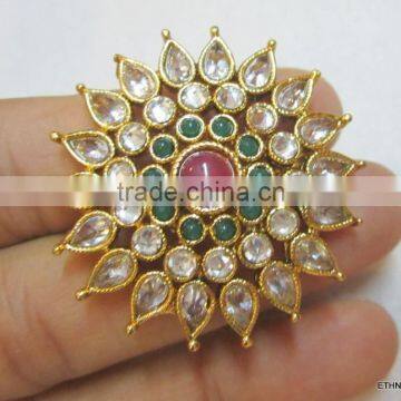 POLKI Crystal GOLD COCKTAIL FINGER Ring photo-2