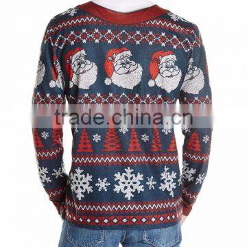 Men Blue Sweater Striped Christmas Theme Pattern Christmas Sweater Wholesaler photo-2