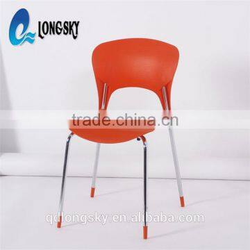 LS-4013 High Quality Wholesale PP Stacking Plastic Chair for Sale Plastic Dining Chair With Metal Legs photo-3