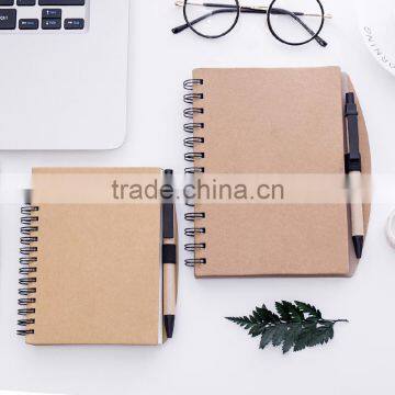 Hardcover Spiral Binding Planner With Pen Holder Kraft Cover Notebook Custom photo-4