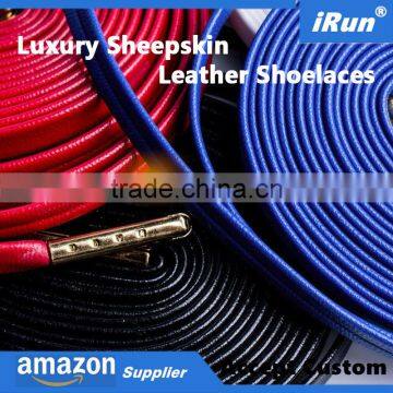 Genuine Italian Sheepskin Leather Shoelaces - Embossed Metal Aglets Leather Sneaker Laces - Dress Shoes Leather Laces Factory