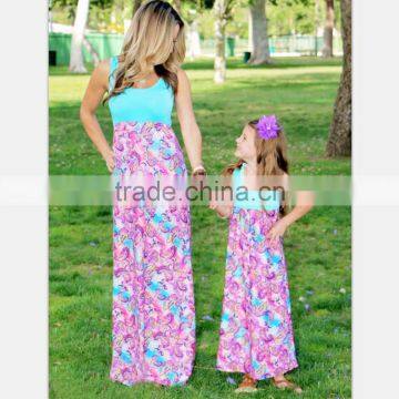 2017 On sale summer fashion outfits mother and daughters dresses matching family clothing sets