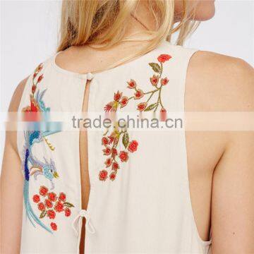 2017 Latest Fashion Top Design Soft Embroidered Pretty Tank photo-4