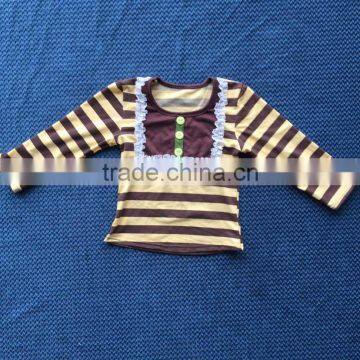 XF-350 Children's boutique clothing striped baby girl long sleeve kids shirt