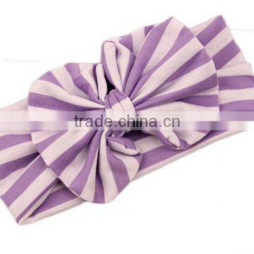 Latest Fancy Elastic Soft Stripe Cotton Bow Tie Custom Children Headband Rabbit Ears Bowknot Hair Tie Headband photo-4