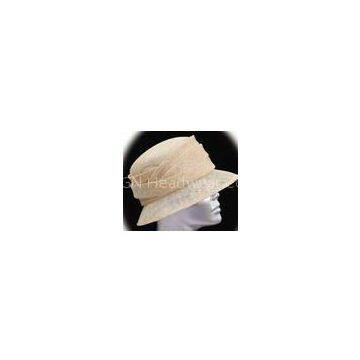 Comfortable Beige Abaca Church Ladies Sinamay Hat Adjustable Sweatband