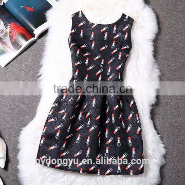 Girl Casual Flower Printed Princess Holiday Dress/ Girl Sleeveless Knee Length Printed Dress/new Design Girl Printed Dress photo-6