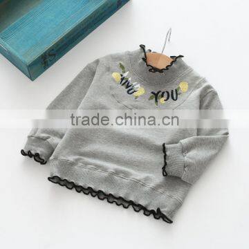 B22645A Autumn Sweet Girls Flower Embroidery Sweatshirts photo-3