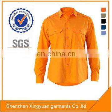 Mens 100% cotton safety orange breathable work button down shirts