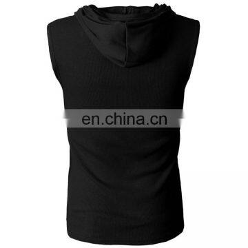 custom fitness plain men sleeveless hoodie