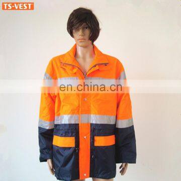 Orange MEN Jackets Polar Fleece Reflective Safety Jacket