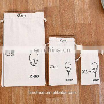 Customer White Printed Wholesale Drawstring Canvas Shoe Bag photo-3
