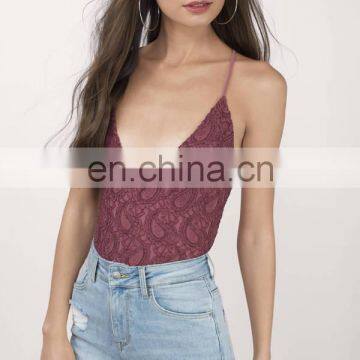 Wholesale Price Sexy Ladies Lace Up Open Back Bodysuit