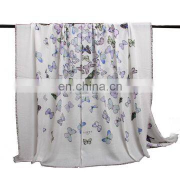 Modal Cashmere Blend Fashion Butterfly Print Infinity Lady Scarf photo-3