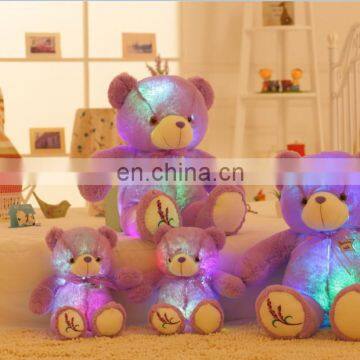 HI CE best selling light valentine gift led beautiful purple color plush teddy bear toy for sale