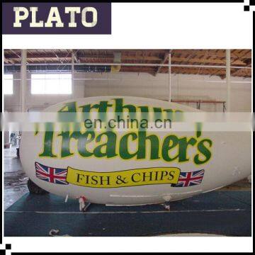 UK 5m long PVC giant advertising helium zeppelin, inflatable airship blimp balloon with Logo printing