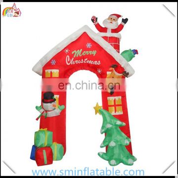 Commercial christmas inflatable arch, outdoor led light inflatable air santa claus archway, welcome inflatable entrance decor