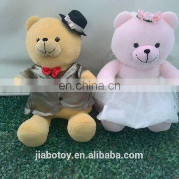 Teddy Bear toy plush teddy wedding dress with Couple in valentines day
