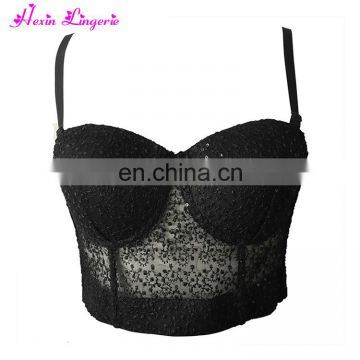 Paypal Accept black sequins adjustable straps underwear women stylish sexy new style bra