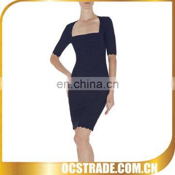 navy top quality strapless taffeta evening dress