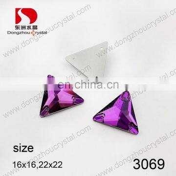 DE-3069 triangle shaped crystal sew on stones for clothing