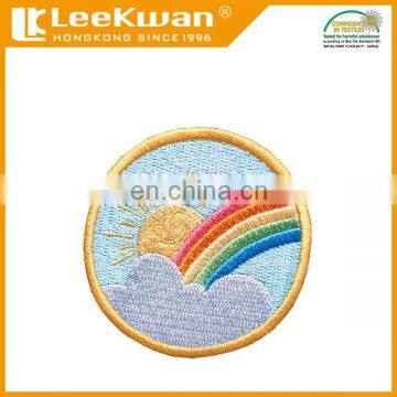 High quality embroidered rainbow patches iron on backing