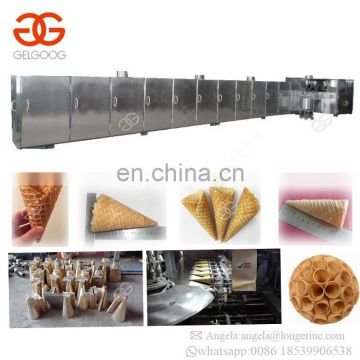 High Efficiency Full Automatic Snow Rolled Sugar Waffle Cone Production Line Rolled Baking Rolling Ice Cream Cone Making Machine