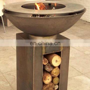 Natural mill steel surface bbq bowl with grills