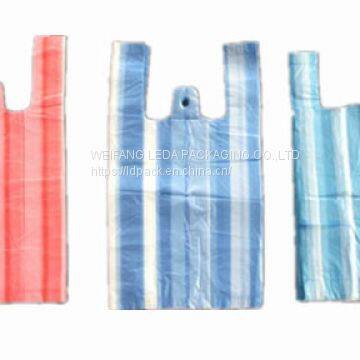 HDPE color stripe t-shirt bag