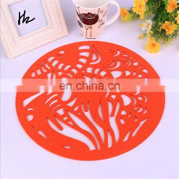 round shape laser cut wool felt place mat