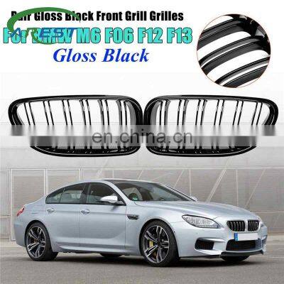 2PCS 2-Slat ABS Gloss Black Kidney Racing Grille For BMW 2012 2013 2014 2015 2016 2017 M6 640i 650i F06 F12 F13 Car accessories