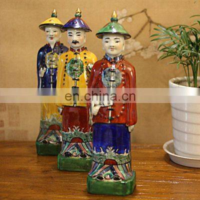 Vintage Antique Style Set of 3 Colorful Royal Emperors Ceramic Figurines Sculptures photo-3