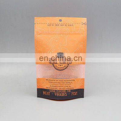 Food grade plastic bag stand up zipper packaging bag with window for spice cartel