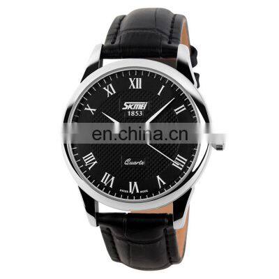 High Quality SKMEI 9058 Genuine Leather Luxury Men Women Wrist Watch Fashion Couple Watch