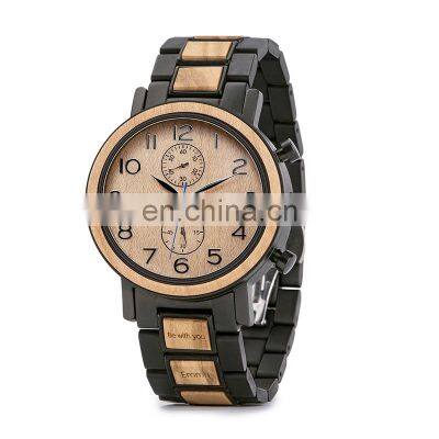 Hot Sale Men Watches Wood Quartz Watch Customize Chronograph Date Wristwatch Waterproof Handmade Logo Dropshipping OEM