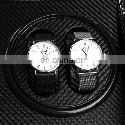 Black Carbon Fiber PU Leather 4+6 Automatic Mechanical Winding Shaker Motor Box Watch Sales Storage Box photo-3