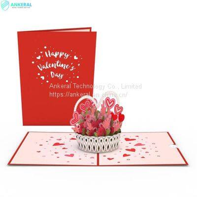 Valentine’s Day Basket 3D Folding Card Best Surprising Greeting Card for Parents