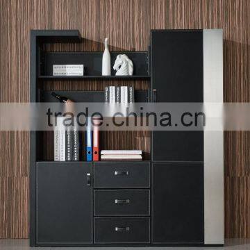 Saddle leather covered high end office cabinet