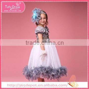 Satin kids ostrich feather wedding dress