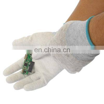 Manufacturer Carbon Fiber Electronic PU Palm Fit Gloves Esd Precision Work Gloves Industry Product Inspection Glove Anti-Static