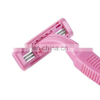IGUETTA 3pcs/bag Women Bikini Razor Twin Blades Pink Women Razor With Aloe Lubricant Strip Safety Female Hair Remover GF2-1783
