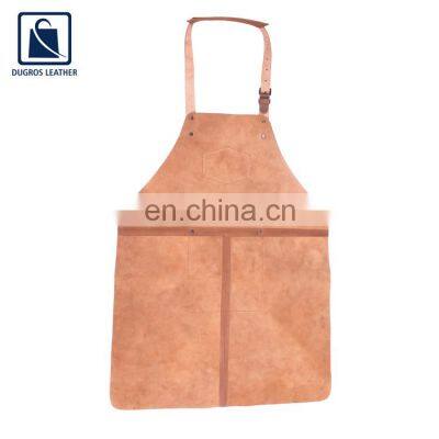 High Black Fitting Matching Stitching Fashion Style Wholesale Cooking Genuine Leather Apron at Competitive Price photo-4