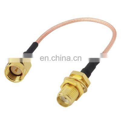 Pin Sma male to female RF Coaxial Cable assembly lmr200 400 .141 s402 length 50cm grey black ferruel for antenna