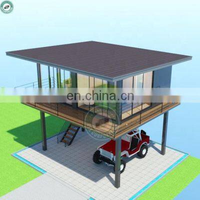 Two Flatpack Container Combined Stilt Container House Jungle House on Stilts With Veranda and Roof in Davao