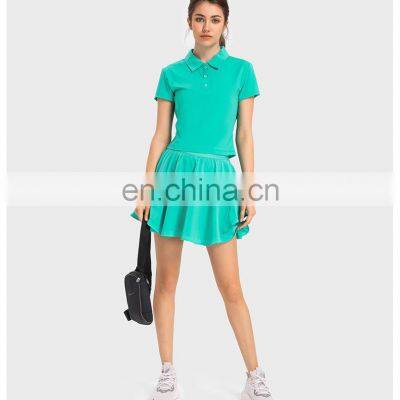Wholesale Quick Dry Cool Fabric Short Sleeve Tennis Sports Yoga Polo Shirt Women Outdoor Lightweight Fitness Gym Wear Clothes photo-4