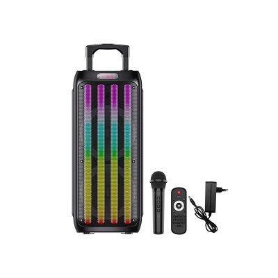 Sell well ZQS8232 40W power dual 8 inch speaker wireless bass sound party speaker with colorful lights