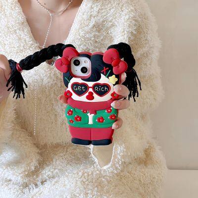 Funny Cartoon Northeast Big Braid Woman Silicone Phone Case 12/13pro14promax 15 Phone Case Back Cover photo-5