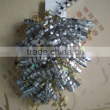 With PET lines 6mm*30inch Silver Metallic curly ribbon bow for christmas decoration