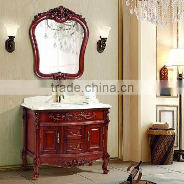 China classic solid wood wall mounted makeup bathroom cabinet with Mirror
